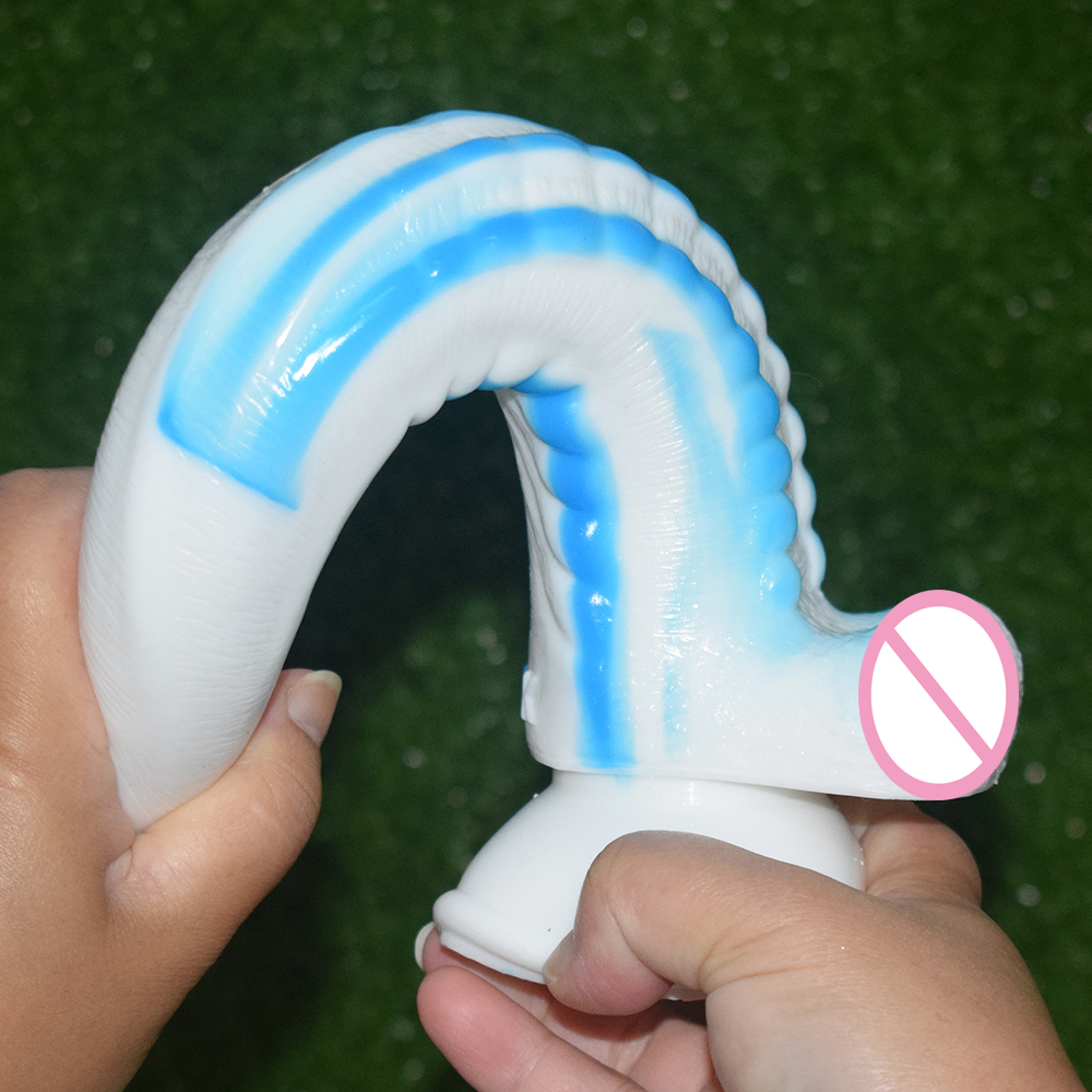 Nuun 10inch Dragonthemed Dildo Gspot Stimulator Fetish Erotic Sex Toy Sharp Bluewhite Long Anal Plug For Women - 16
