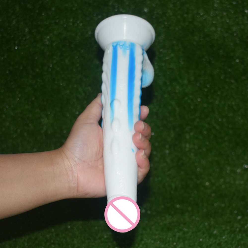 Nuun 10inch Dragonthemed Dildo Gspot Stimulator Fetish Erotic Sex Toy Sharp Bluewhite Long Anal Plug For Women - 15