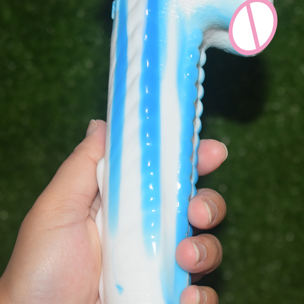 Nuun 10inch Dragonthemed Dildo Gspot Stimulator Fetish Erotic Sex Toy Sharp Bluewhite Long Anal Plug For Women - 14