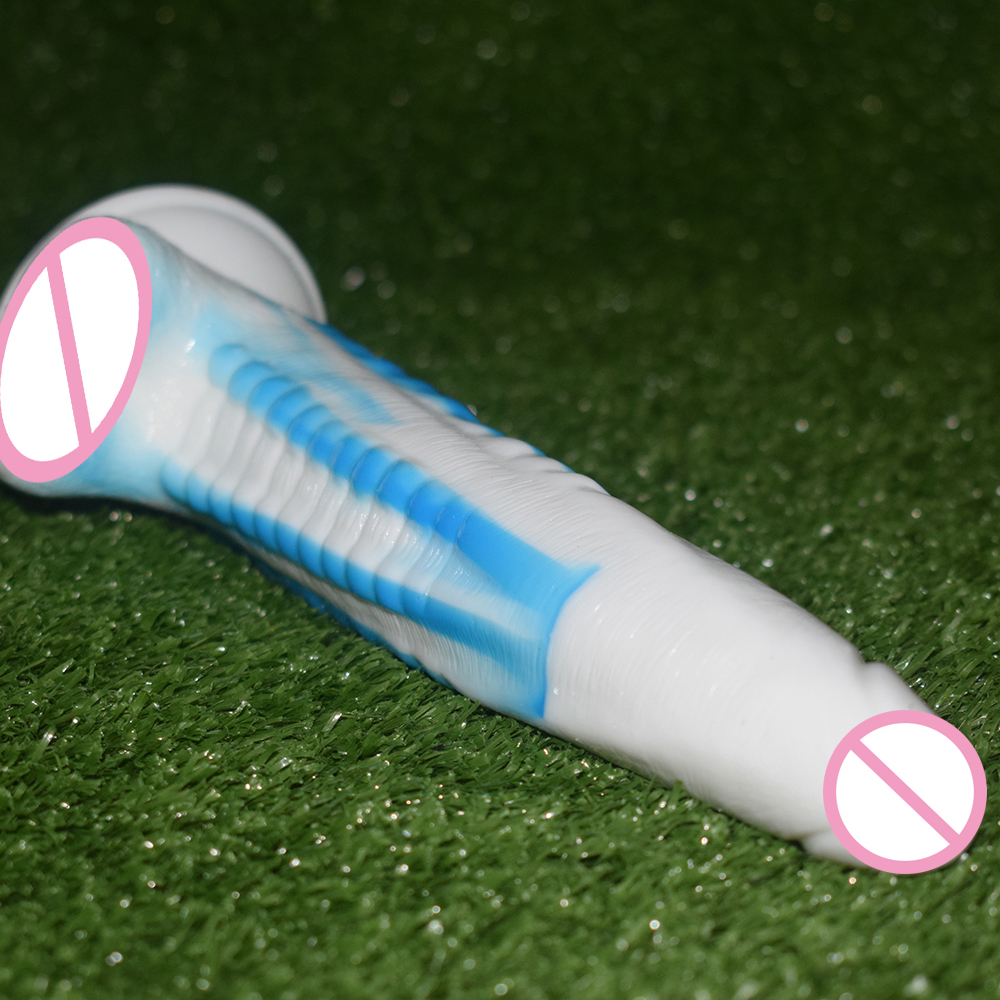 Nuun 10inch Dragonthemed Dildo Gspot Stimulator Fetish Erotic Sex Toy Sharp Bluewhite Long Anal Plug For Women - 12