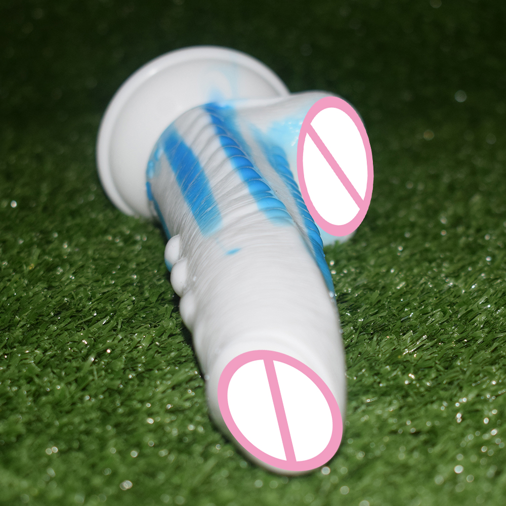 Nuun 10inch Dragonthemed Dildo Gspot Stimulator Fetish Erotic Sex Toy Sharp Bluewhite Long Anal Plug For Women - 11