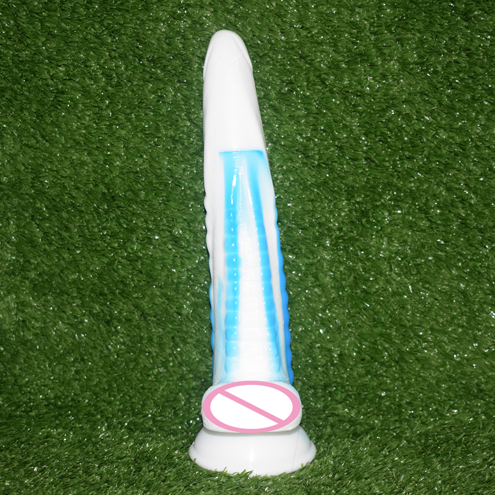 Nuun 10inch Dragonthemed Dildo Gspot Stimulator Fetish Erotic Sex Toy Sharp Bluewhite Long Anal Plug For Women - 8