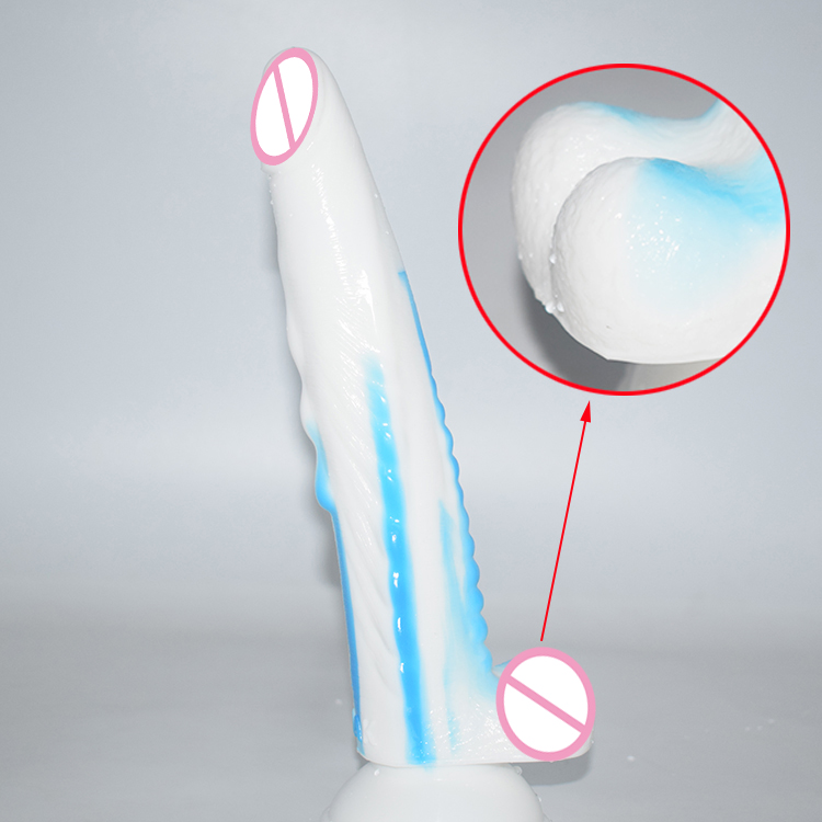 Nuun 10inch Dragonthemed Dildo Gspot Stimulator Fetish Erotic Sex Toy Sharp Bluewhite Long Anal Plug For Women - 4