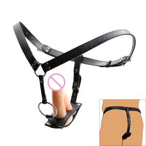 Camatech Pu Leather Sex Butt Plug And Dildo Harness Belt Male Chastity Device Panties Bondage With Penis Cock Ring For Men Women