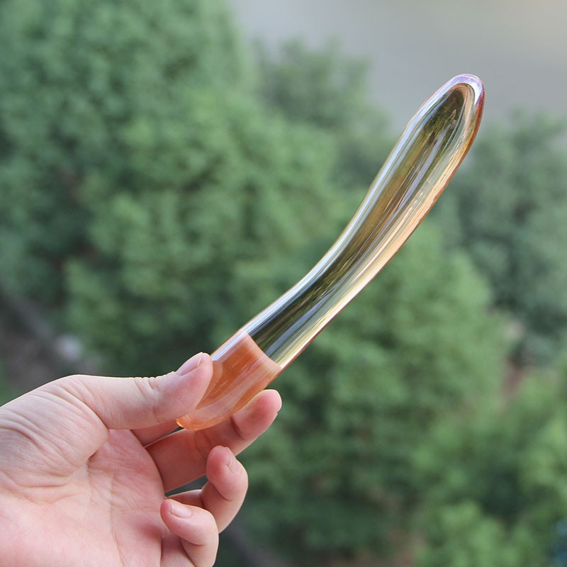 Doubleended Pyrex Glass Dildo Smooth Crystal Penis Anal Butt Plug Brown Adult Sex Toy Sensual Massage Tool - 3