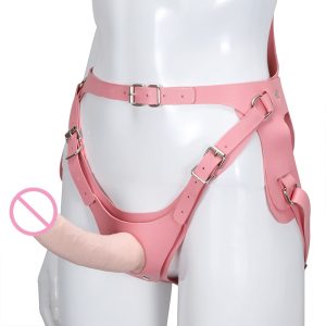 Pink Pu Leather Bdsm Bondage Strap On Dildo Adjustable Strapon Panties Strapless Harness Lesbian Sex Toy For Women