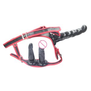 Gay Lesbian Sex Toy Three Dildo With Harness Strapon Penis Anal Plug For Couple Chastity Belt Adult Products Strap On Dildo? - 2