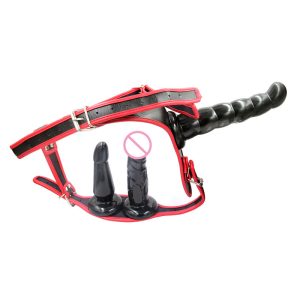 Gay Lesbian Sex Toy Three Dildo With Harness Strapon Penis Anal Plug For Couple Chastity Belt Adult Products Strap On Dildo?
