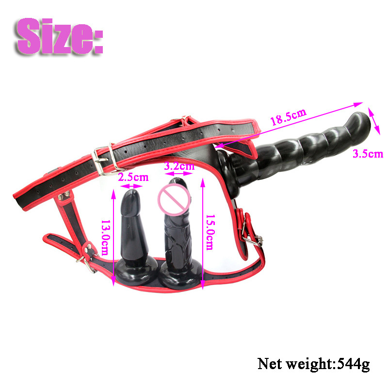 Couples Strapon Dildo Set Harness With Three Attachments Anal Plug Adult Chastity Belt Lgbt Friendly - 9