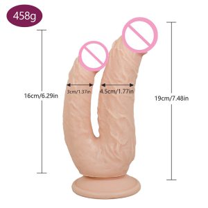Realistic Double Ended Dildo Dual Sided Headed Penetration G-spot Stimulation With Simulated Penile Sucker Sex Toys For Woman - 2