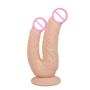 Realistic Double Ended Dildo Dual Sided Headed Penetration G-spot Stimulation With Simulated Penile Sucker Sex Toys For Woman