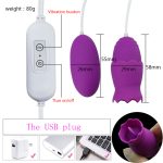 1pc Usb Vibrating Egg G-spot Vaginal Massage Clitoris 12 Speed Tongue Oral Vibrator Stimulator Female Sex Products Toys - 2