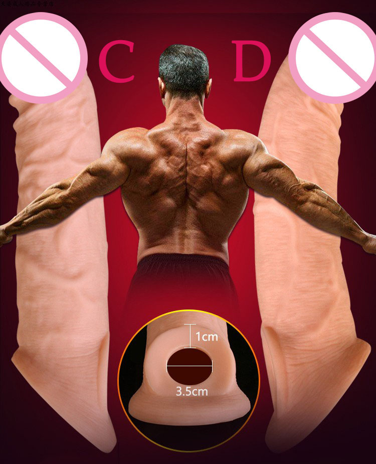 Realistic Penis Sleeve Enhancer Male Sex Toy Couples Pleasure Enhancer Scrotum Cock Ball Stretcher Adult Product - 2