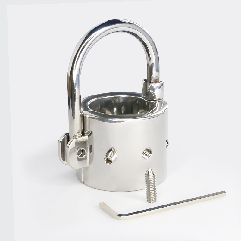 Metal Bdsm Scrotum Pendant Cock Ring Testis Weight Ball Stretcher Male Piercing Lock Torture Device - 8