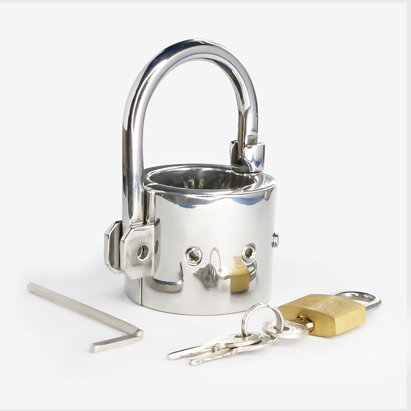 Metal Bdsm Scrotum Pendant Cock Ring Testis Weight Ball Stretcher Male Piercing Lock Torture Device - 7
