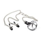 Cock Ring Chastity Delay Penis Metal Steel Cage Impotence Erection Aid Sex Erectile Dysfunction Chain Nipple Clamps Shaking Milk - 3