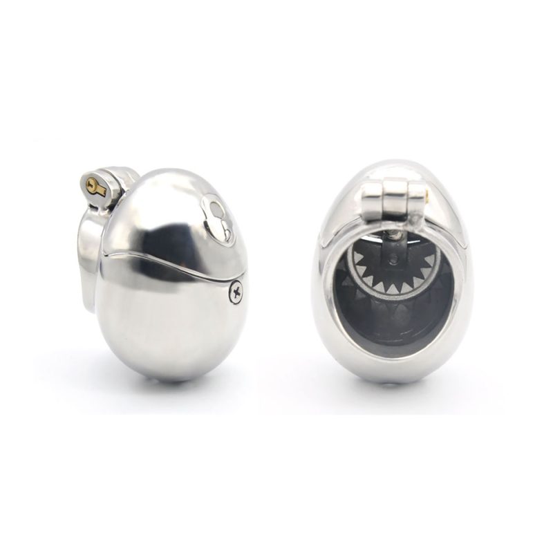 Egg Shaped Metal Chastity Device Cock Cage Penis Ring Lock Bondage Sex Toys For Men A393