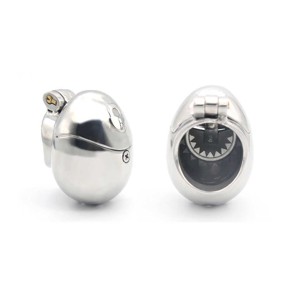 Secure Metal Chastity Device Egg Shaped Cock Cage Penis Ring Lock A393 Bondage Toys For Men - 10