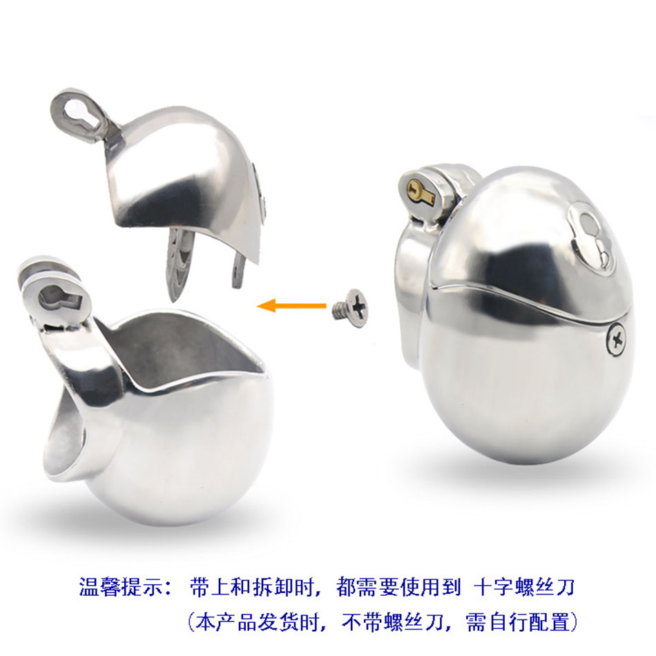 Secure Metal Chastity Device Egg Shaped Cock Cage Penis Ring Lock A393 Bondage Toys For Men - 9