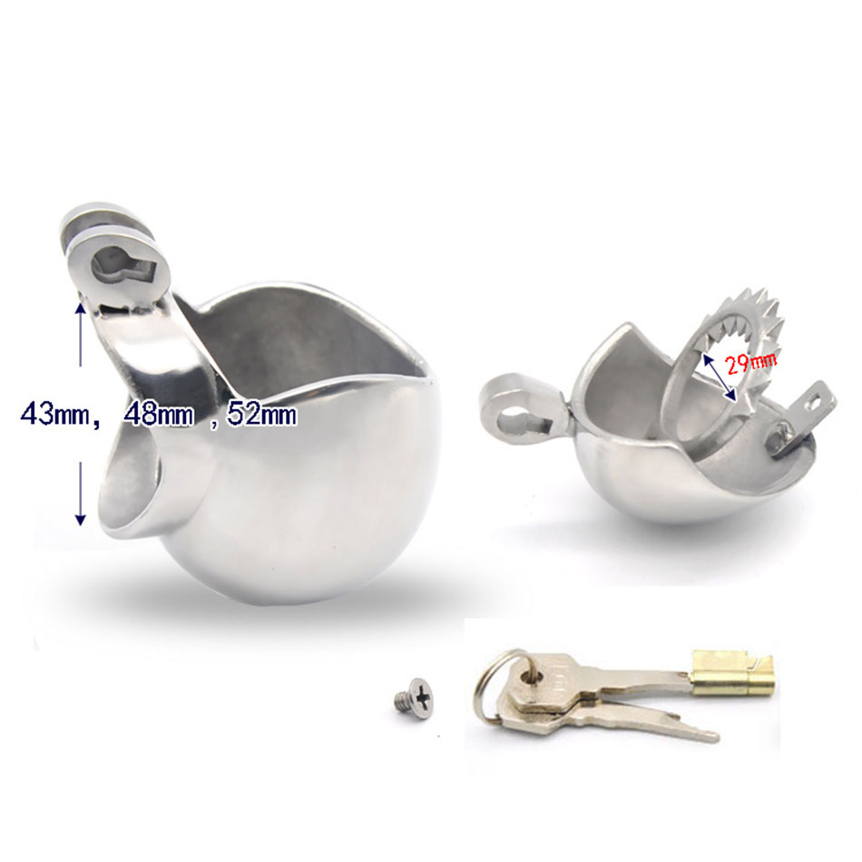 Secure Metal Chastity Device Egg Shaped Cock Cage Penis Ring Lock A393 Bondage Toys For Men - 8