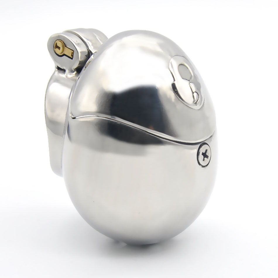 Secure Metal Chastity Device Egg Shaped Cock Cage Penis Ring Lock A393 Bondage Toys For Men - 5