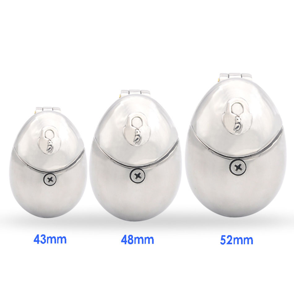 Secure Metal Chastity Device Egg Shaped Cock Cage Penis Ring Lock A393 Bondage Toys For Men - 4