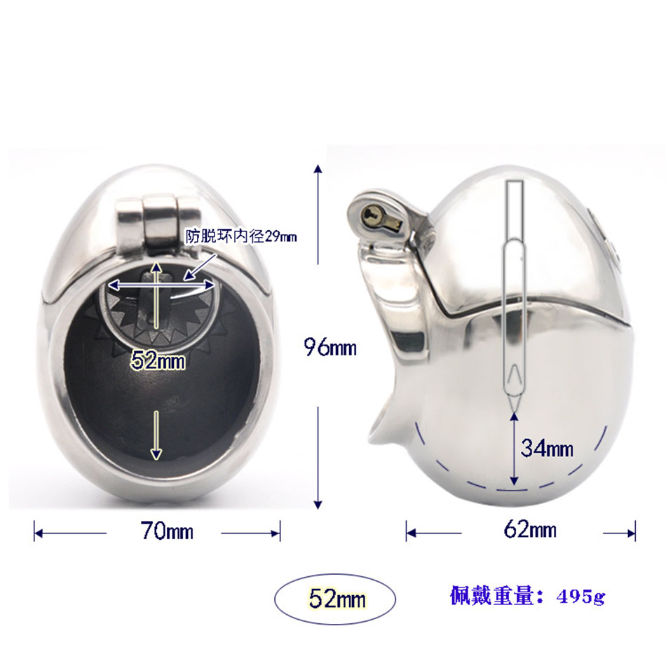 Secure Metal Chastity Device Egg Shaped Cock Cage Penis Ring Lock A393 Bondage Toys For Men - 3