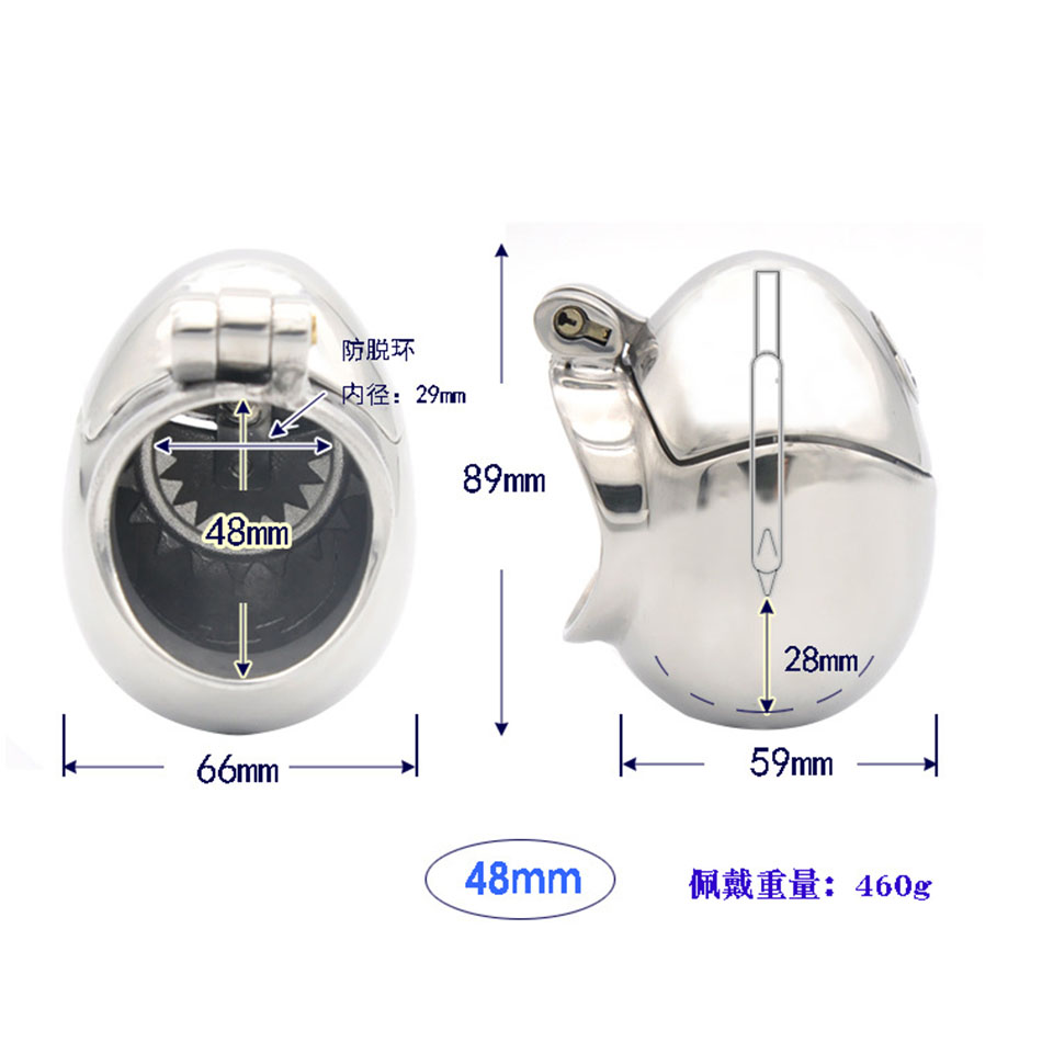 Secure Metal Chastity Device Egg Shaped Cock Cage Penis Ring Lock A393 Bondage Toys For Men - 2