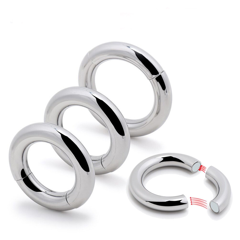 Stainless Steel Male Enhancer Magnet Penis Ring Clamp Training Device Scrotum Stretcher Chastity Cockring For Men - 8