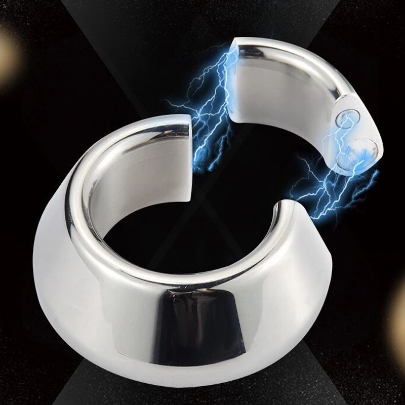 Stainless Steel Male Enhancer Magnet Penis Ring Clamp Training Device Scrotum Stretcher Chastity Cockring For Men - 1