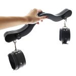 Cbt Cock & Ball Torture Humbler With Ankle Cuffs Bdsm Stretcher Scrotal Fixture Smasher Crusher Wood - 4