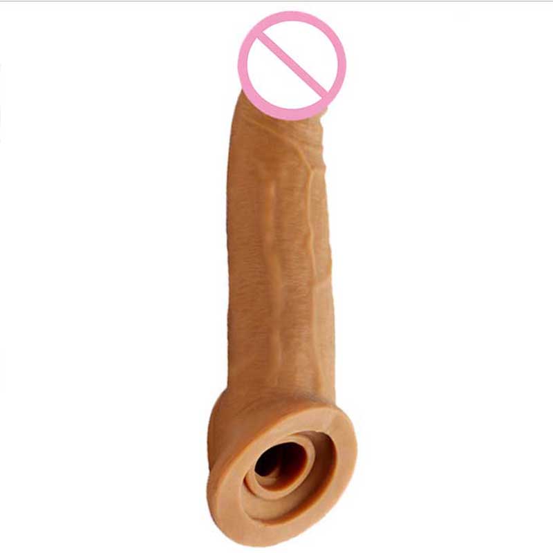 Silicone Penis Sleeve Extender Realistic Male Enhancement Reusable Condom Sex Toy Cock Enlargement Accessory - 8