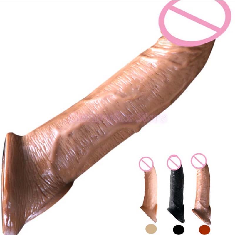 Silicone Penis Sleeve Extender Realistic Male Enhancement Reusable Condom Sex Toy Cock Enlargement Accessory - 1