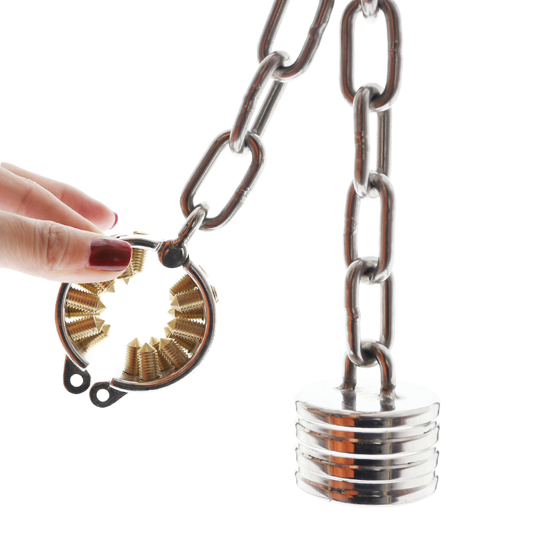 Kalis Teeth 4row Spike Male Chastity Device Scrotum Pendant Bdsm Torture Tool For Men - 4