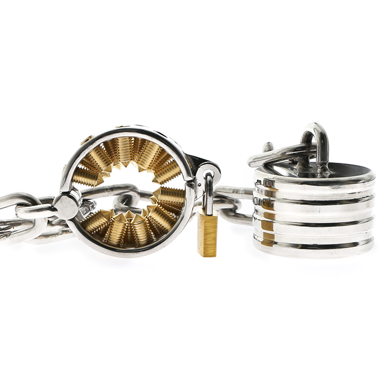 Kalis Teeth 4row Spike Male Chastity Device Scrotum Pendant Bdsm Torture Tool For Men - 3