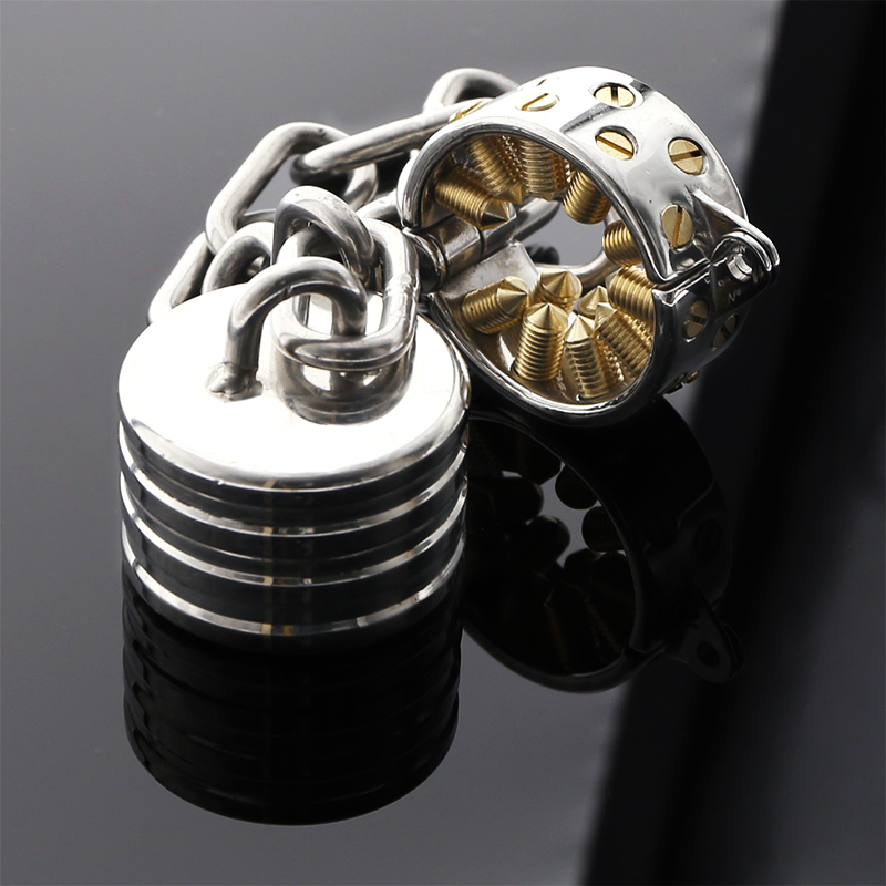 Kalis Teeth 4row Spike Male Chastity Device Scrotum Pendant Bdsm Torture Tool For Men - 1