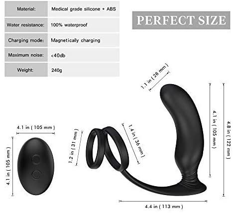 Wireless Remote Control Anal Vibrator Gspot Prostate Massager With Penis Ring For Men And Couples - 4
