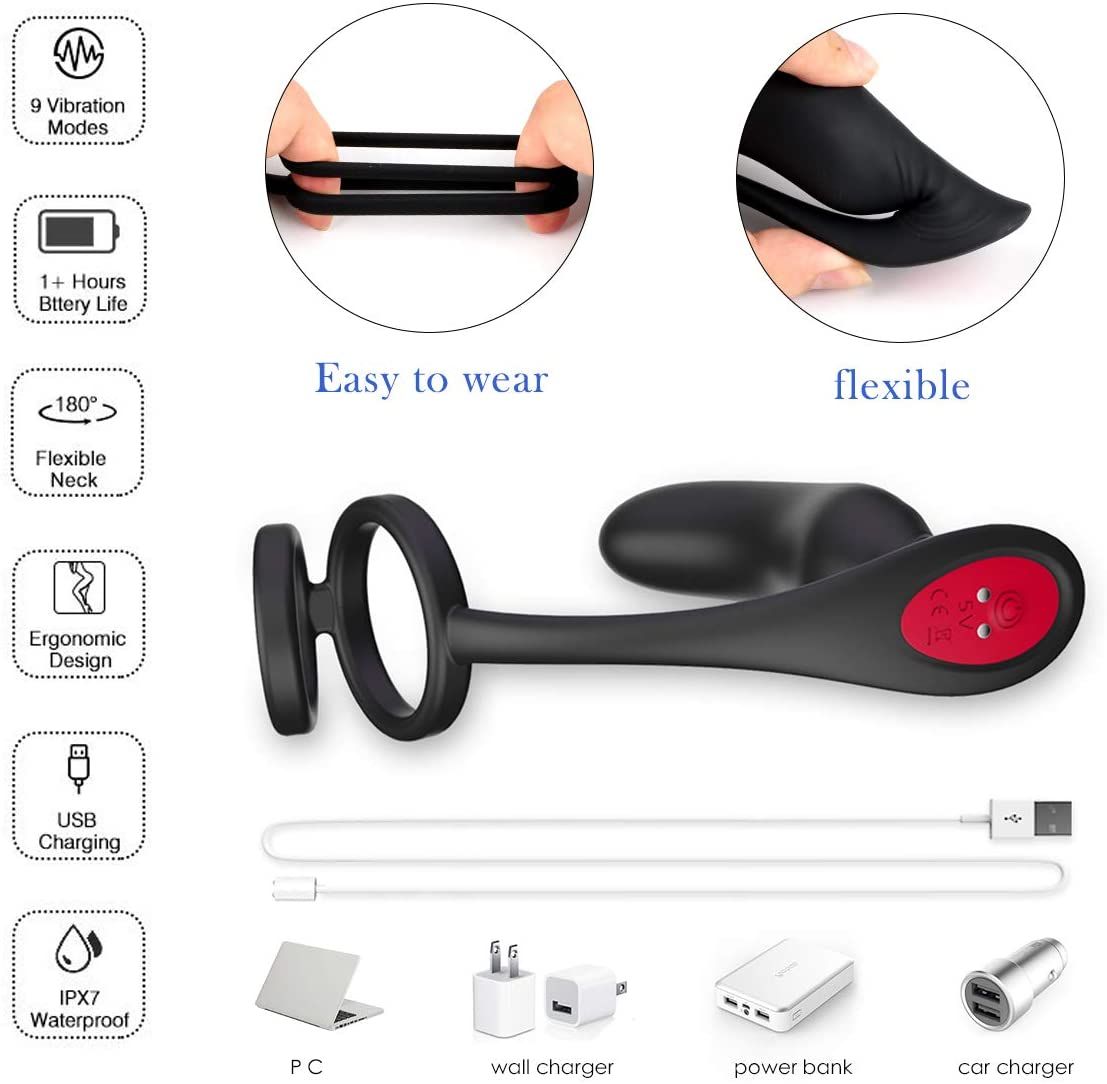 Wireless Remote Control Anal Vibrator Gspot Prostate Massager With Penis Ring For Men And Couples - 3