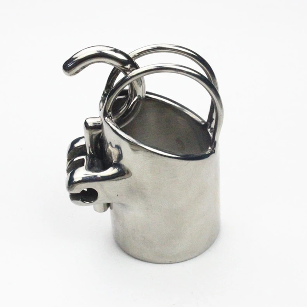 Adult Game Stainless Steel Male Chastity Cage With Stealth Lock Penis Ring Belt And Pa Puncture - 4
