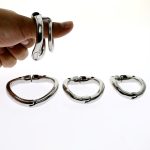 Chastity Cock Ring Penis Locking Double Stainless Steel Training Exercise Scrotum Ball Stretcher C120 - 4