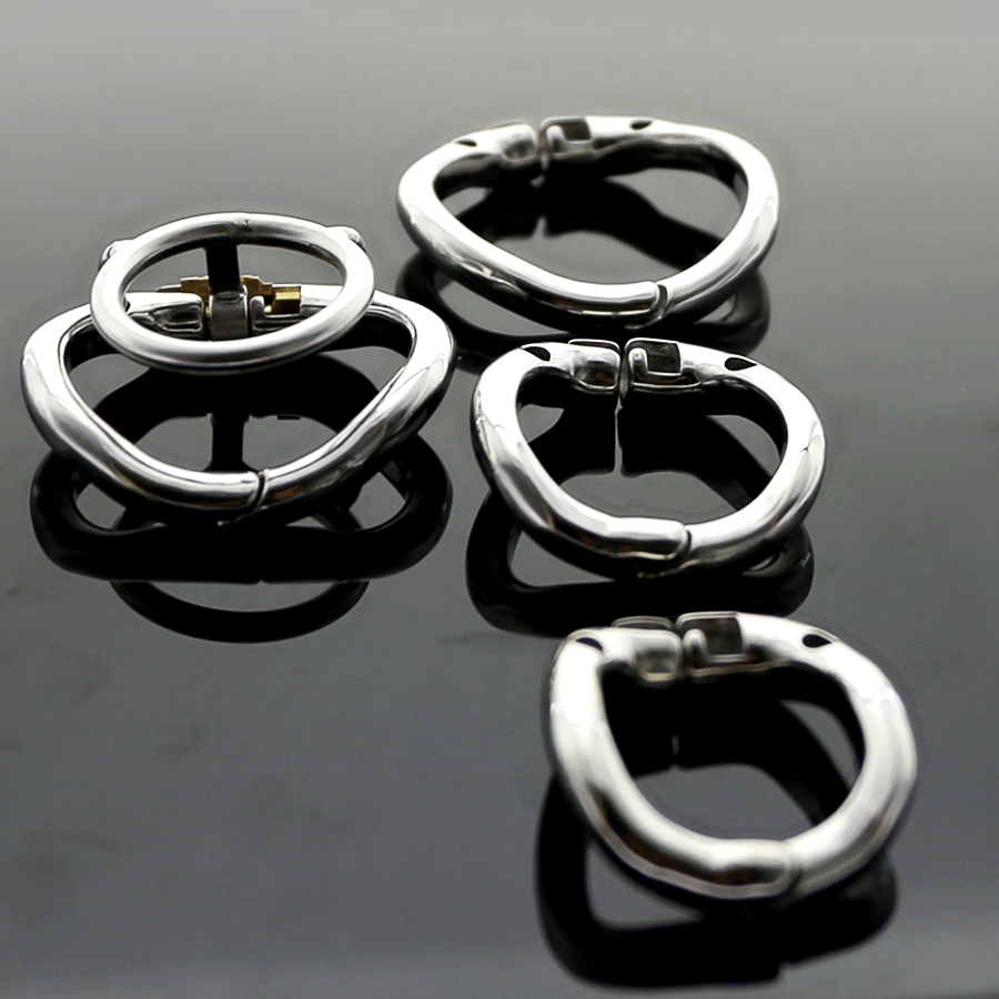 Stainless Steel Double Chastity Cock Ring Penis Locking Scrotum Stretcher For Training Exercise C120 - 8