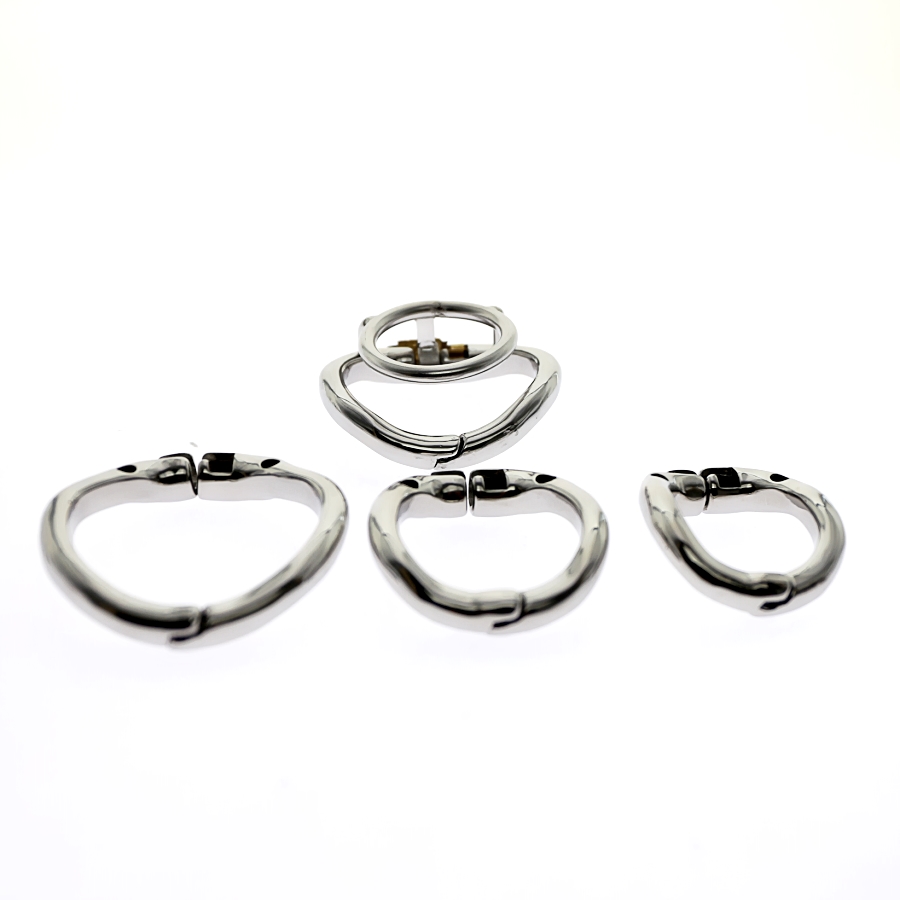 Stainless Steel Double Chastity Cock Ring Penis Locking Scrotum Stretcher For Training Exercise C120 - 4