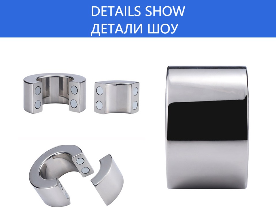 Stainless Steel Magnetic Lock Scrotum Pendant Testis Weight Ball Stretcher Mens Sexual Enhancer Cock Ring Toy - 5