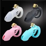 4 Colors Male Silicone Chastity Device Cock Cage With 5 Size Penis Ring Cages Men Virginity Belt Sex Toy