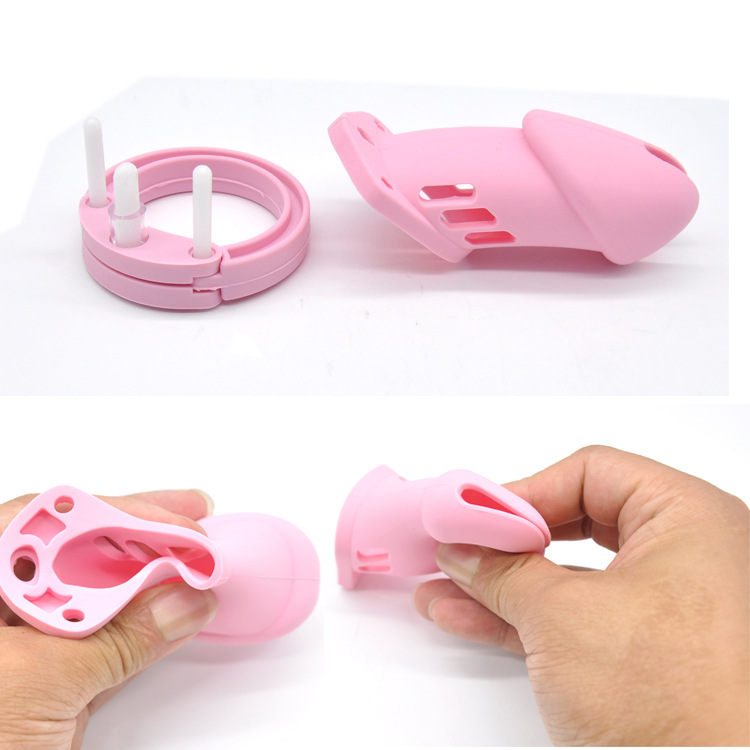 Silicone Male Chastity Device With Interchangeable Penis Rings Sex Toy For Men In 4 Colors - 8