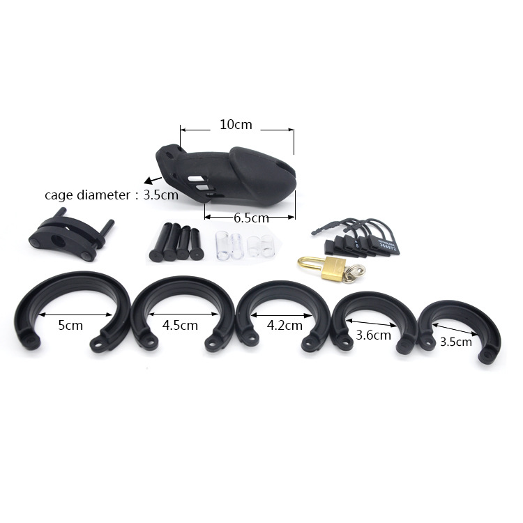 Silicone Male Chastity Device With Interchangeable Penis Rings Sex Toy For Men In 4 Colors - 3