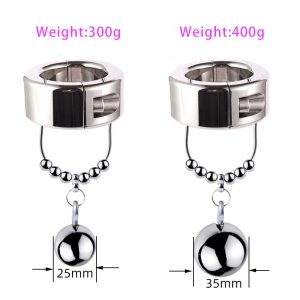 Stainless Steel Height Heavy Ball Stretcher Scrotum Bondage Training Bdsm Cock Ring Sex Toys For Men 300 400g - 2