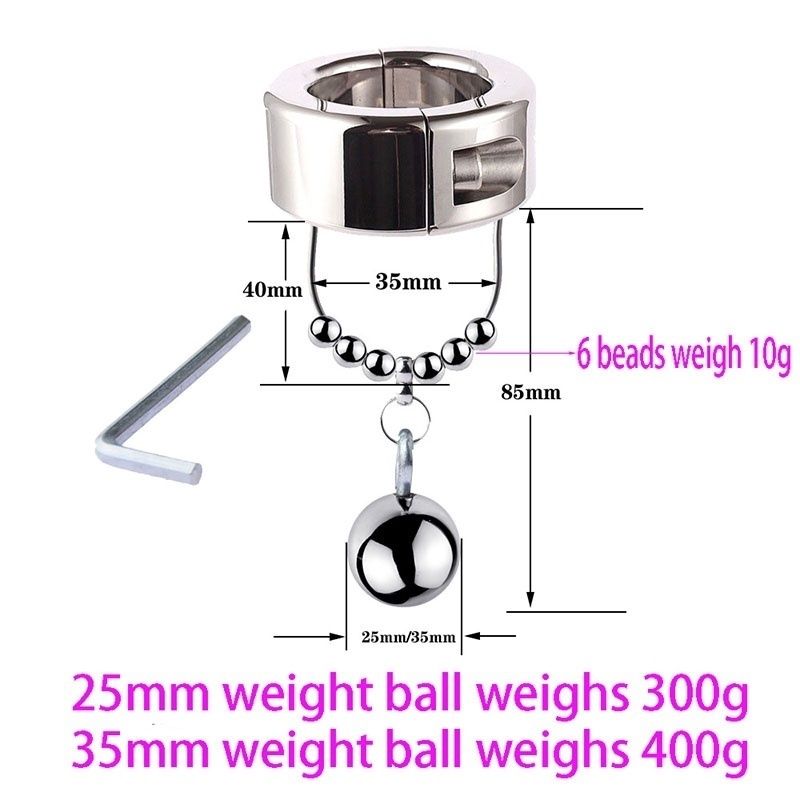 Stainless Steel Adjustable Height Ball Stretcher Scrotum Bondage Training Bdsm Cock Ring 300400g Male Sex Toy - 4