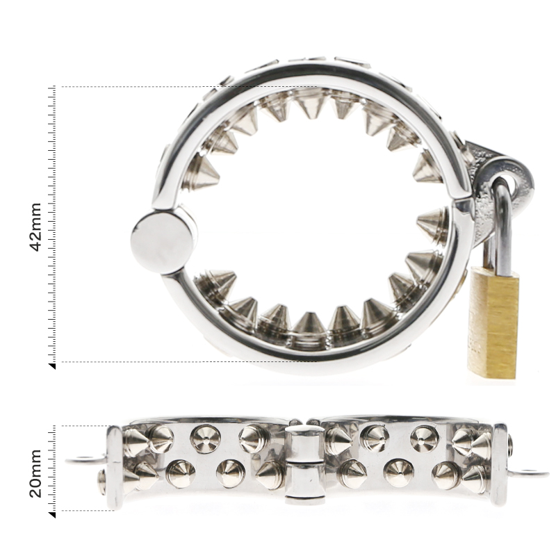 Kalis Spike Male Chastity Device Sharp 2rows Ring Scrotum Pendant Kalis Teeth Torture Tools - 4