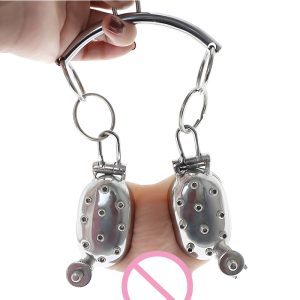 Evil Shells Stainless Steel Ball Stretcher And Crusher Spiked Cbt Cock Ring Torture Pain Vs Pleasure - 2